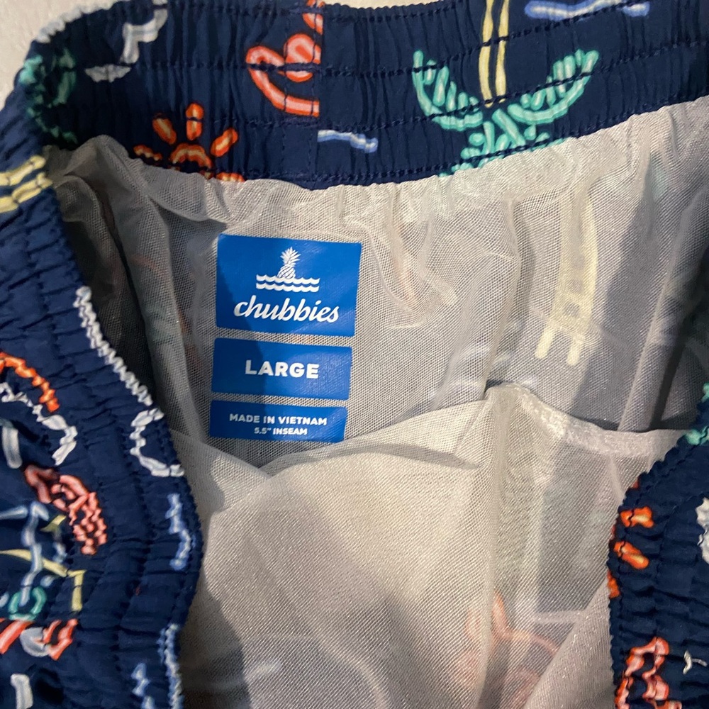 Chubbies Navy Tropical Print Swim Trunks - Picture 3 of 3